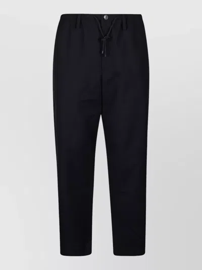 Dries Van Noten Wool Trousers With Button Detail And Elastic Waistband In Blue