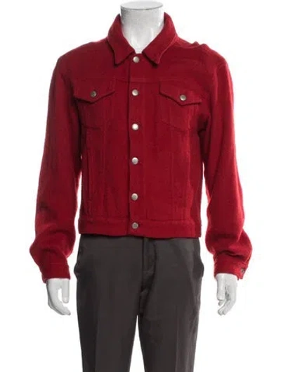 Pre-owned Dries Van Noten Wool Trucker Jacket In Red