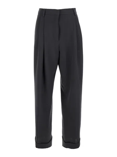 Dries Van Noten Wool Turn-up Hem Trousers In Gray