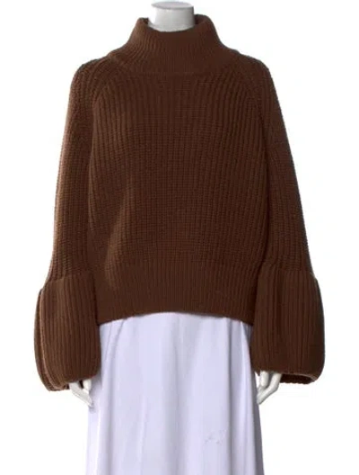 Pre-owned Dries Van Noten Wool Turtleneck Sweater In Brown