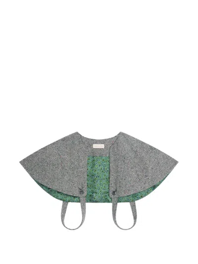 Dries Van Noten Wool Tweed Cape In Gray