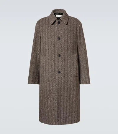 Dries Van Noten Wool Tweed Overcoat In Brown