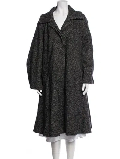 Pre-owned Dries Van Noten Wool Tweed Pattern Coat In Black