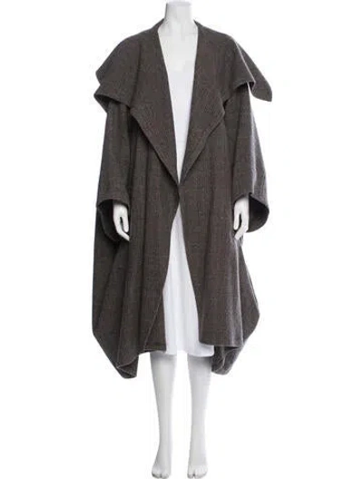 Pre-owned Dries Van Noten Wool Tweed Pattern Coat In Brown