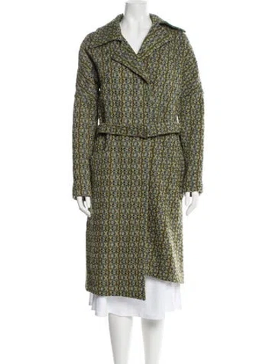 Pre-owned Dries Van Noten Wool Tweed Pattern Peacoat In Multi