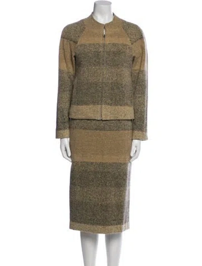 Pre-owned Dries Van Noten Wool Tweed Pattern Skirt Set In Black
