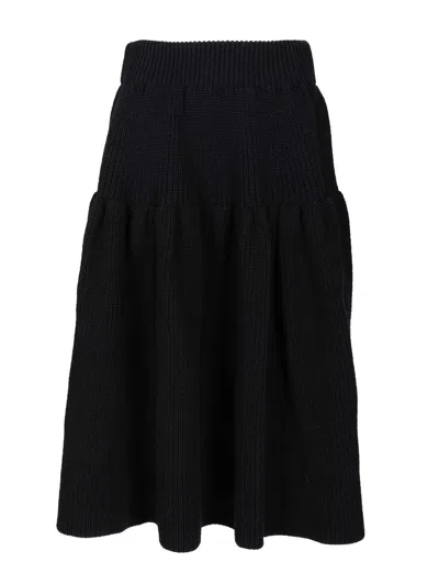 DRIES VAN NOTEN WOOL TWILL MIDI SKIRT SKIRTS BLACK
