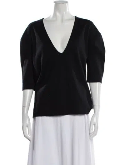 Pre-owned Dries Van Noten Wool V-neck Sweater In Black