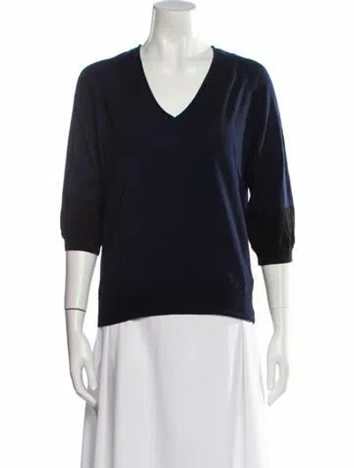 Pre-owned Dries Van Noten Wool V-neck Sweater In Blue