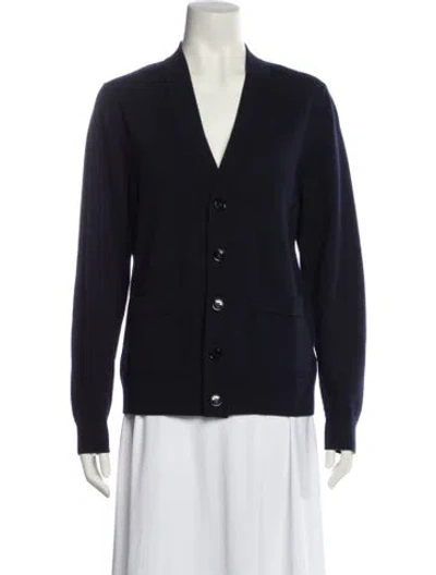 Pre-owned Dries Van Noten Wool V-neck Sweater In Blue