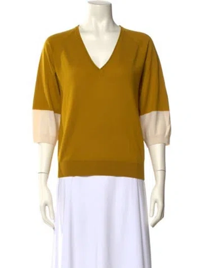 Pre-owned Dries Van Noten Wool V-neck Sweater In Brown