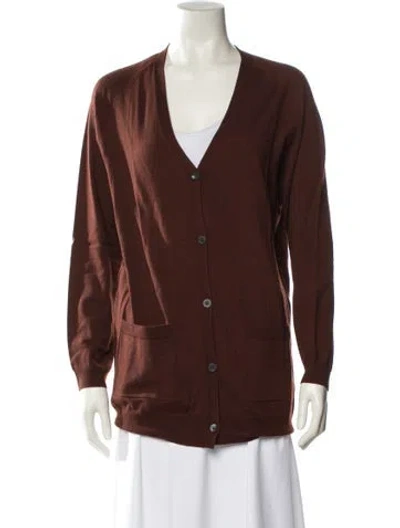 Pre-owned Dries Van Noten Wool V-neck Sweater In Brown