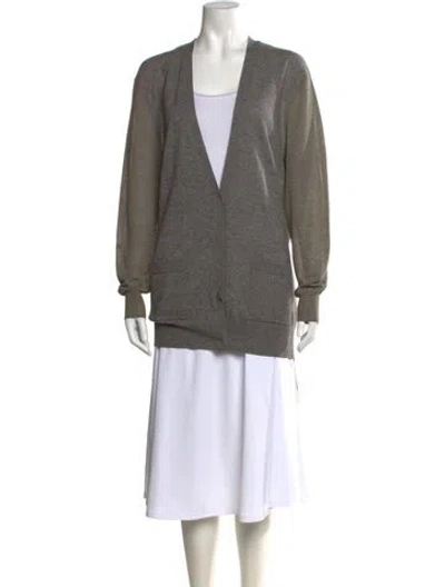 Pre-owned Dries Van Noten Wool V-neck Sweater In Gray