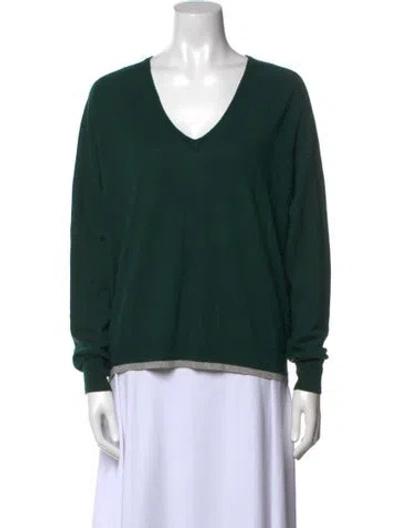Pre-owned Dries Van Noten Wool V-neck Sweater In Green