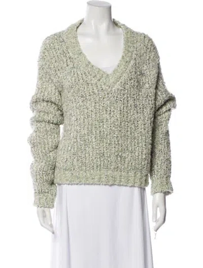 Pre-owned Dries Van Noten Wool V-neck Sweater In Green