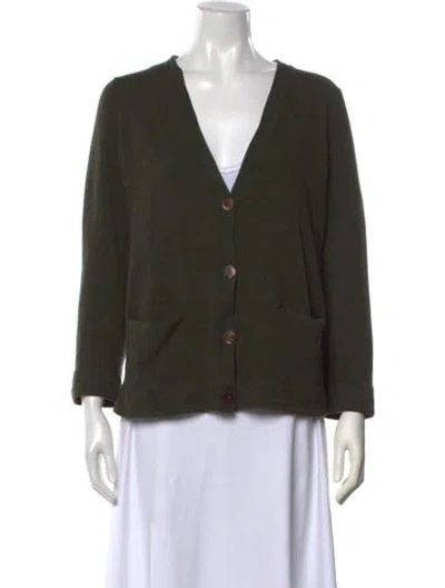 Pre-owned Dries Van Noten Wool V-neck Sweater In Green