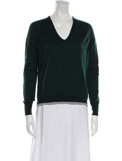 Pre-owned Dries Van Noten Wool V-neck Sweater In Green