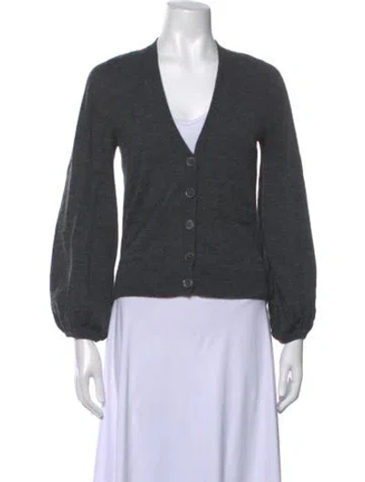 Pre-owned Dries Van Noten Wool V-neck Sweater In Grey