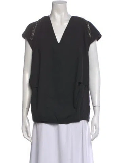 Pre-owned Dries Van Noten Wool V-neck Top In Black