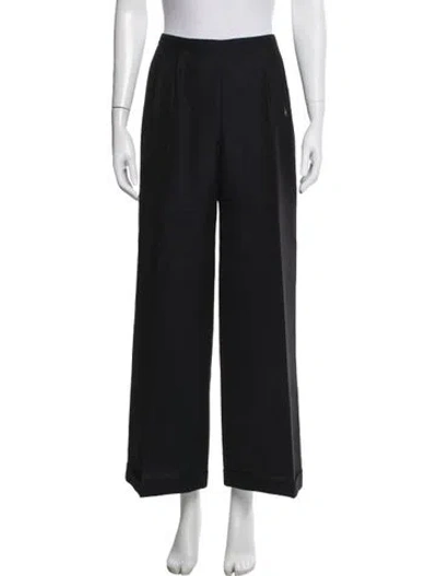 Pre-owned Dries Van Noten Wool Wide Leg Pants In Black