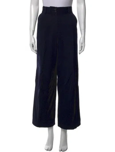 Pre-owned Dries Van Noten Wool Wide Leg Pants In Blue