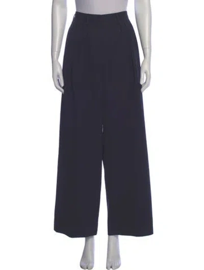 Pre-owned Dries Van Noten Wool Wide Leg Pants In Blue