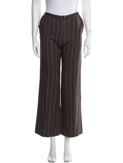 Pre-owned Dries Van Noten Wool Wide Leg Pants In Brown