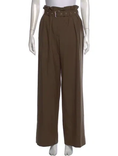 Pre-owned Dries Van Noten Wool Wide Leg Pants In Brown