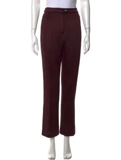 Pre-owned Dries Van Noten Wool Wide Leg Pants In Burgundy