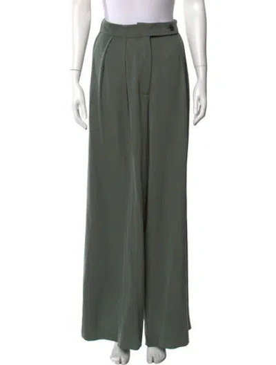 Pre-owned Dries Van Noten Wool Wide Leg Pants In Green