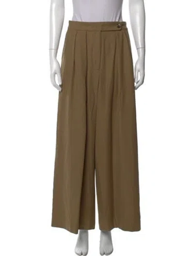 Pre-owned Dries Van Noten Wool Wide Leg Pants In Green
