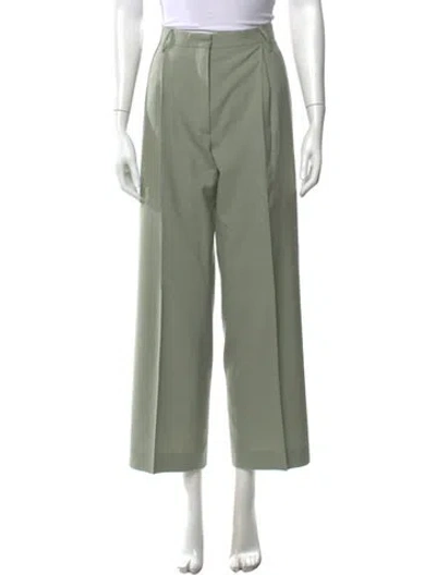 Pre-owned Dries Van Noten Wool Wide Leg Pants In Green