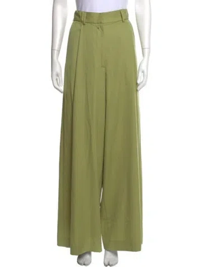 Pre-owned Dries Van Noten Wool Wide Leg Pants In Green