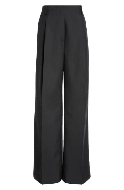 Dries Van Noten Wool Wide Leg Trousers In Black