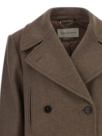 Dries Van Noten Wool Women's Coat In Brown