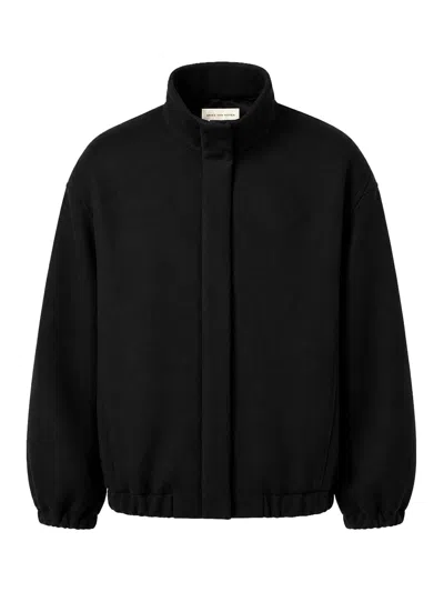Dries Van Noten Wool-blend Bomber Jacket With High Collar In Black
