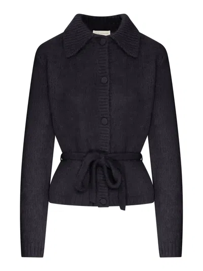 Dries Van Noten Wool-blend Cardigan With Belt In Black