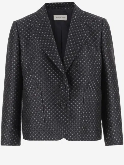 Dries Van Noten Wool-blend Patterned Blazer In Black