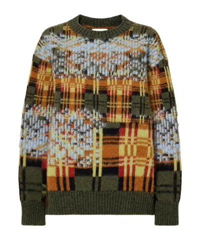 Dries Van Noten Checked Brushed Merino And Wool-blend Sweater In Multi