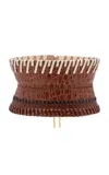 Dries Van Noten Woven Leather And Cotton Wide Belt In Brown