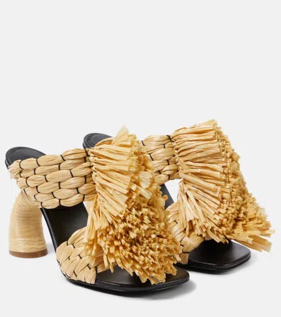 Dries Van Noten Woven Raffia Mules In Natural