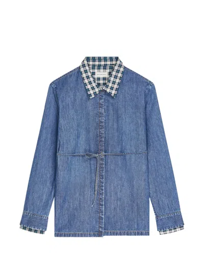 Dries Van Noten Wrap Denim Shirt In Blue
