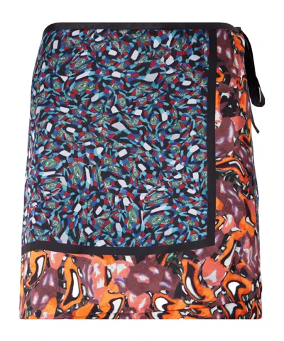 Dries Van Noten Wrap Mini Skirt With Spliced Abstract Print In Multicolor