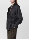 Dries Van Noten Wrap Shirt Featuring Jacquard Texture And Tie In Black