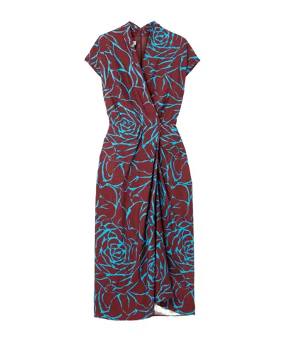 Dries Van Noten Wrap-effect Floral-print Satin Midi Dress In Multi