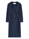 Dries Van Noten Wrap-tie Denim Coat In Blue