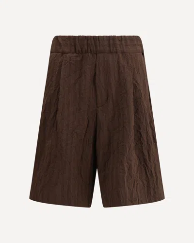 Dries Van Noten Knee Length Crinkled Texture Shorts In Brown