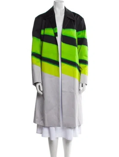 Pre-owned Dries Van Noten X Len Lye Colorblock Pattern Coat In Green