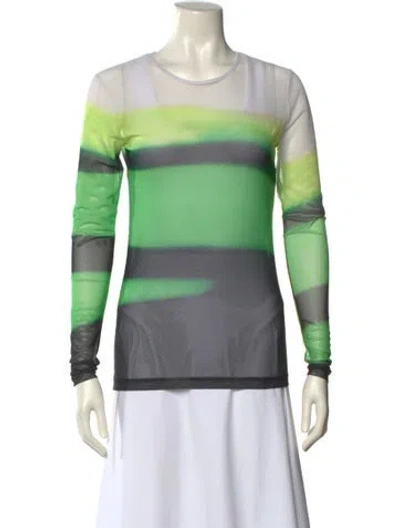 Pre-owned Dries Van Noten X Len Lye Nylon Striped Top In Green