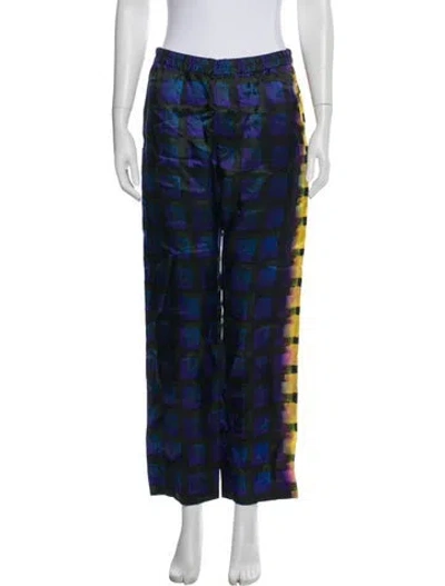 Pre-owned Dries Van Noten X Len Lye Plaid Print Sweatpants In Blue